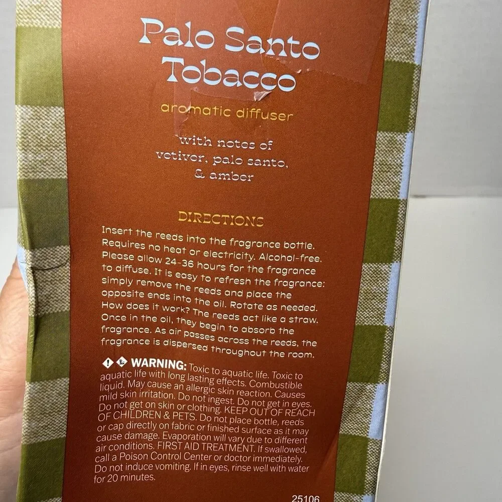 SMOKY Palo Santo Tobacco Plant Based Scented Soy Candle & Aromatic Diffuser New